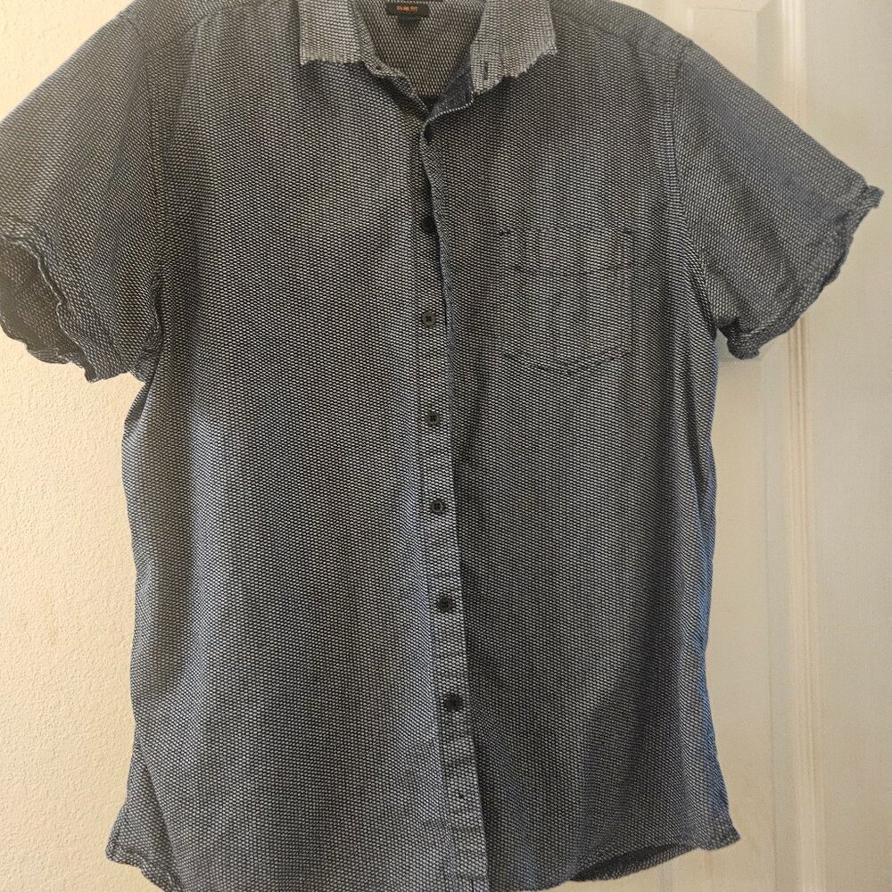 Marc Anthony 100% cotton short sleeve slim fit blue white spring shirt XL